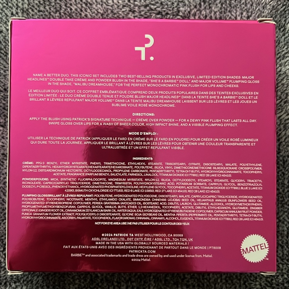 Patrick Ta x Barbie Blush Duo and Lip Plumper Set. LIMITED EDITION. Brand new - Picture 5 of 5